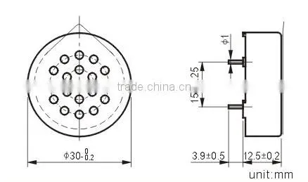 FBMMB3012 30mm piezo buzzer external driver buzzer with pins (FBELE)
