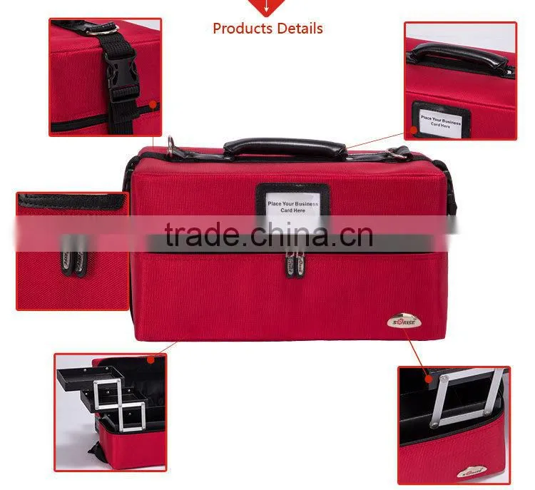 2015 Fashionable Red Nylon Carry Makeup Case