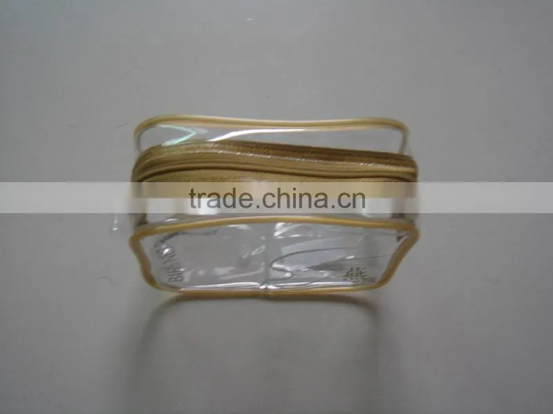 2015 top quality clear pvc transparent vinyl cosmetic bag/pouch with zipper