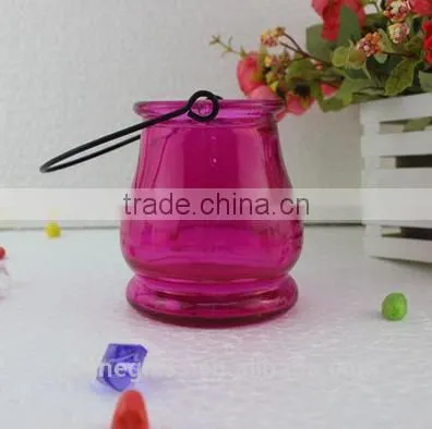 Glass Vase Bottle for plant With Metal Handle Candle Hydroponic/Home Decoration