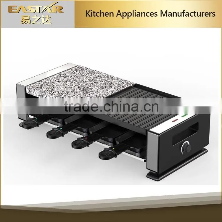 Raclette Grill - Half aluminum die-casting plate with Half stone plate 1300W