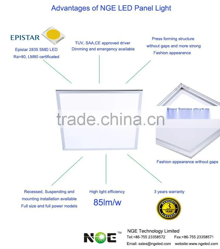 CE RoHs compliant suqare led flat panel light 120*30cm 48w square panel light