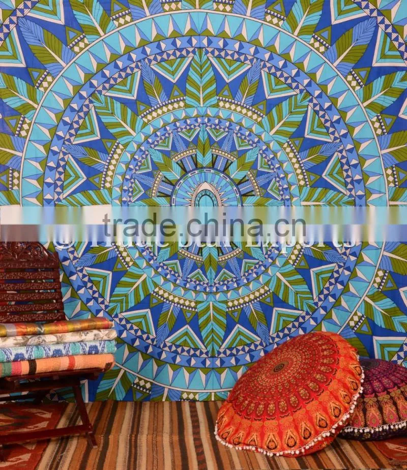 Large Indian Tribal Ombre Mandala Hippie Bohemiean Cotton Bedding Home Decor Bedspread
