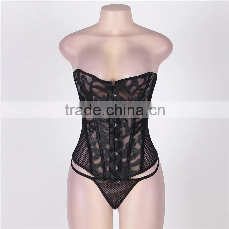 2016 Hot sale black colour sexy mature corset for ladies