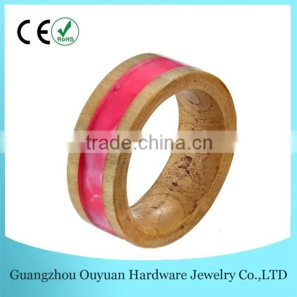 8MM New Natural Wood Ring, Natural Wood Ring with Purple Carbon Fiber Inlay
