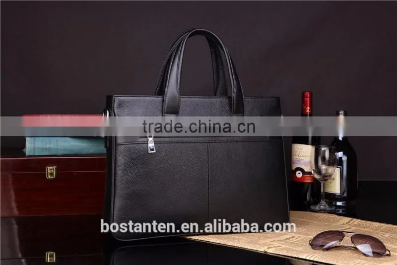 horizontal cowhide leather vintage men briefcase laptop bag messenger hand bag