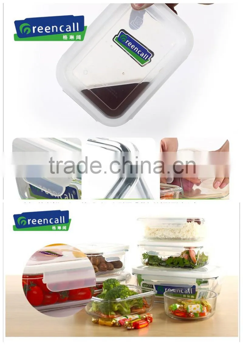 Microwave Safe Round Borosilicate Glass Transparent Food Container Set 3pcs