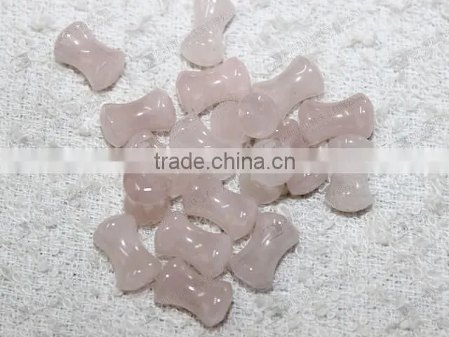 Hot sale natural rose quartz ear piercing jewelry,double flare ear plugs