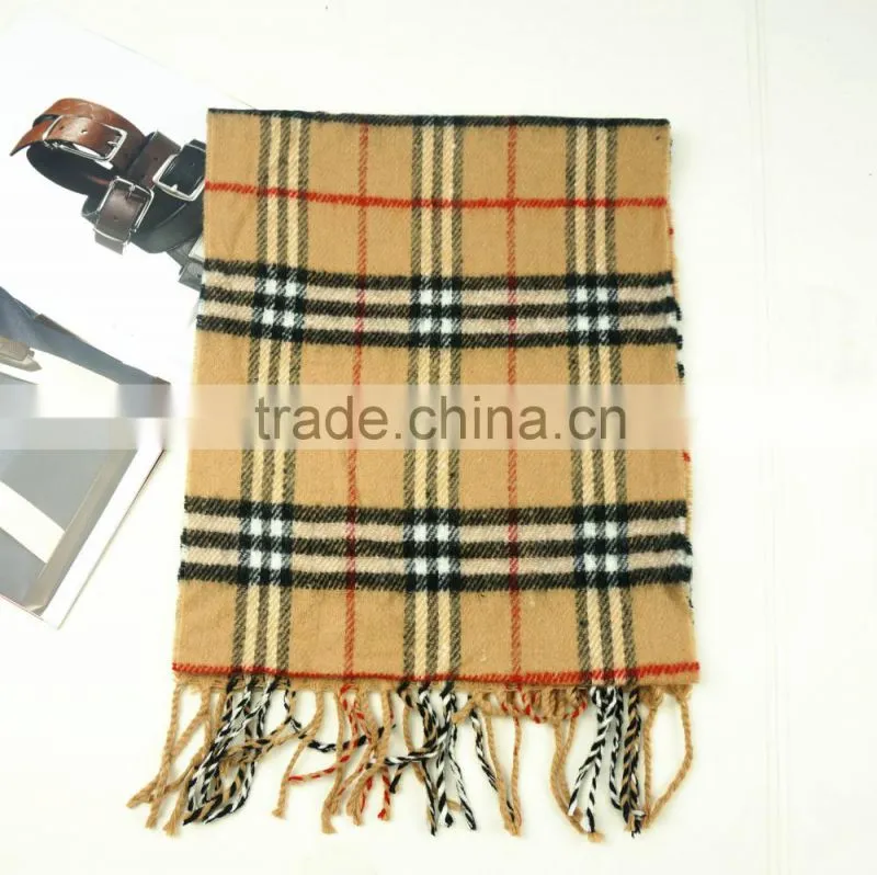 Fall 2013 fashion unisex plaid cashmere feel 100%polyester scarf