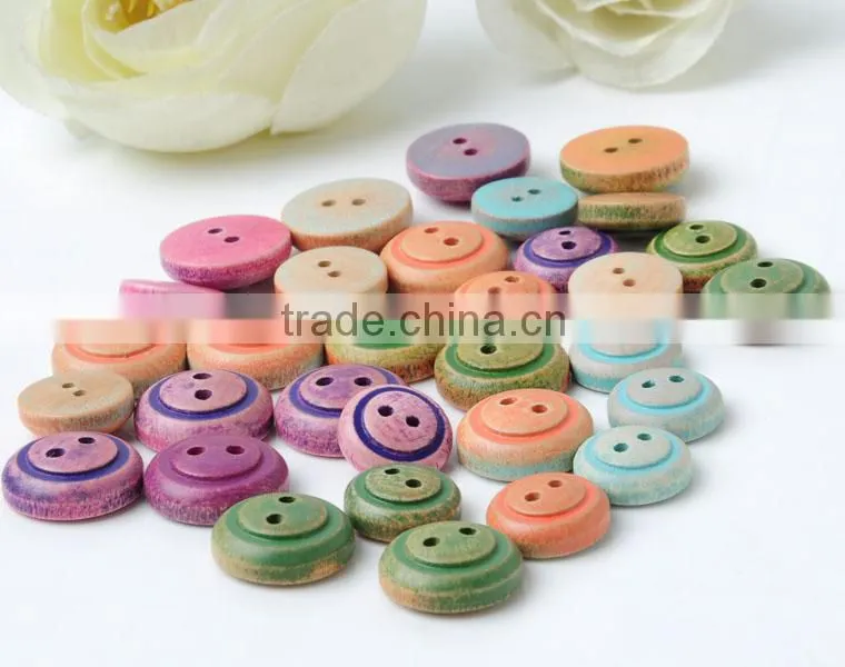Colorful Two Hole Wooden Buttons in Bulk Wholesale