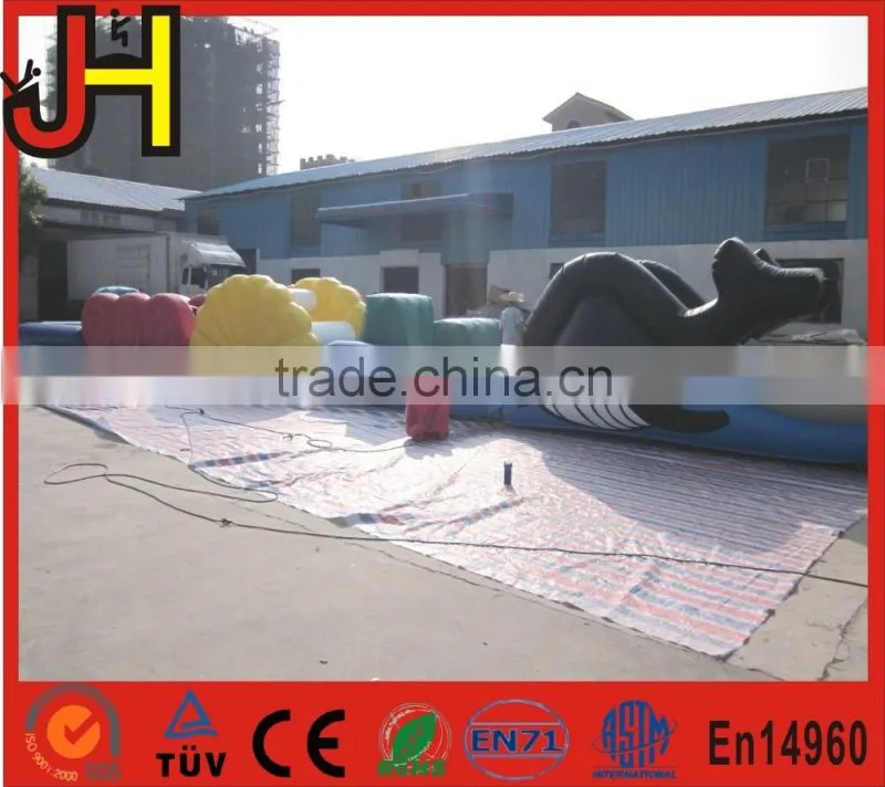 New 2016 shark inflatable obstacle course/ outdoor inflatable obstacle course