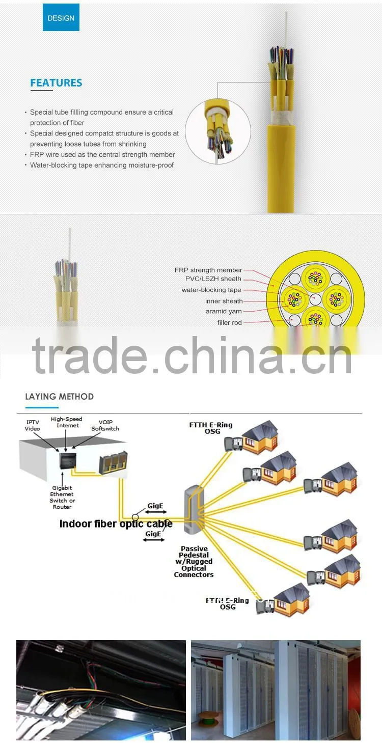 LSZH jacket G652D 48 strand fiber distribution optic cable