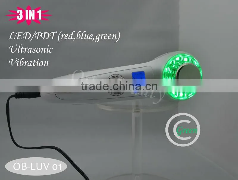 Mini Ultrasound and LED Beauty Device / Blue light for acne removing / Red light for wrinkle removal