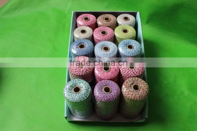 2mm*200yds three colors twisted baker twine for gift packing cooking party wedding decorating and DIY