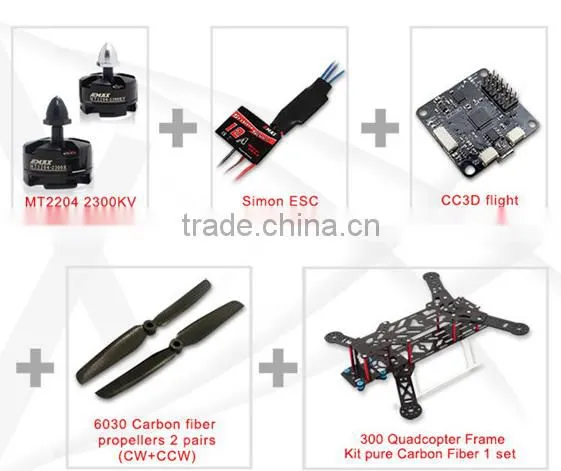 FPV Quadcopter Transformer 300 Carbon Fiber Frame Combo CC3D MT2204 12A ESC