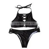 Private Label Sexy Swimwear With Flounces Of Mature Women High Waist Bikini Swimwear 2016