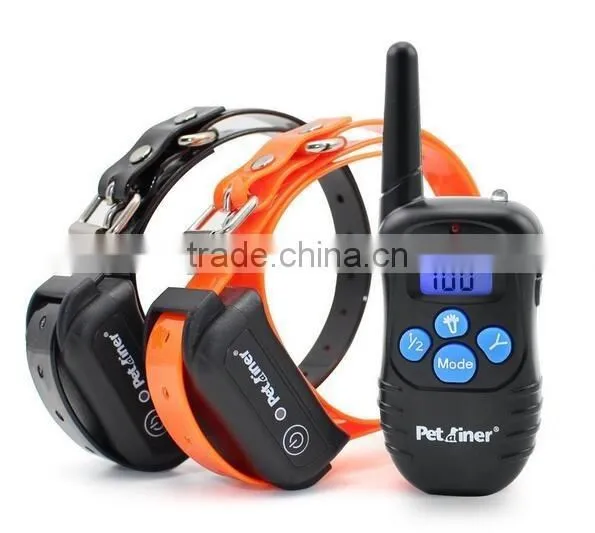 Waterproof Electric Dog Training Collar 300M Range Rechargeable Shock+Vibra+Electric Dog Collar Trainer Blue backlight screen