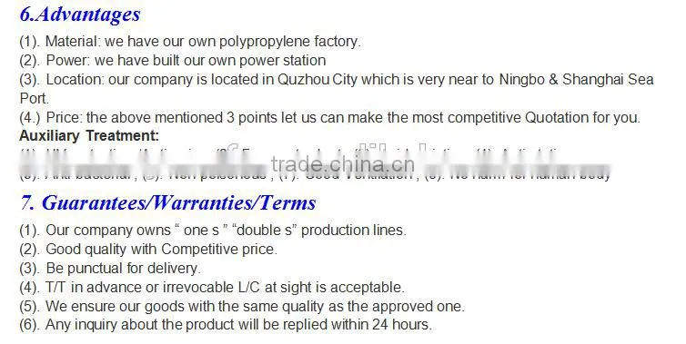 15 years of quality assurance Very high quality pp nonwoven fabrics