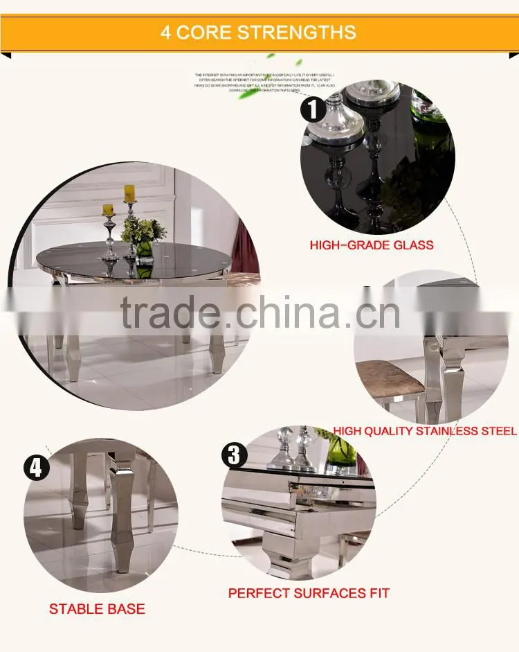 TH389 Fashionable High Quality round Tempered Glass dining Table