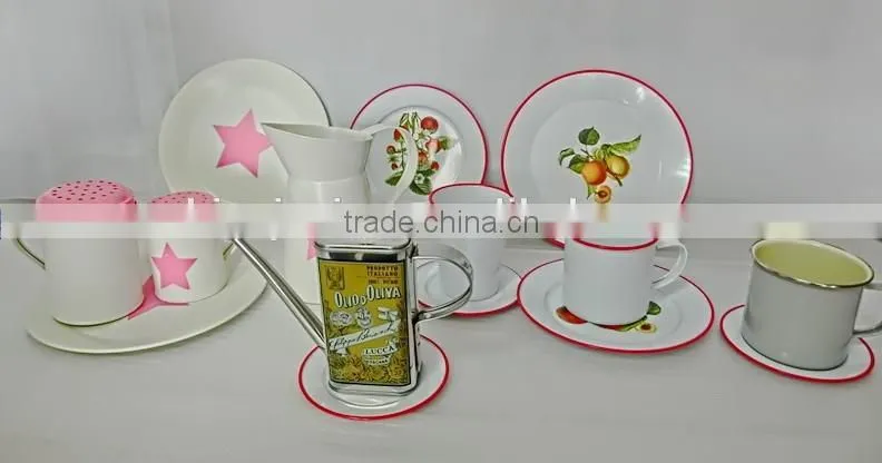 330ml Tea Coffee Milk Metal Enamel Coated Cup with Rim Steel Mug Glass