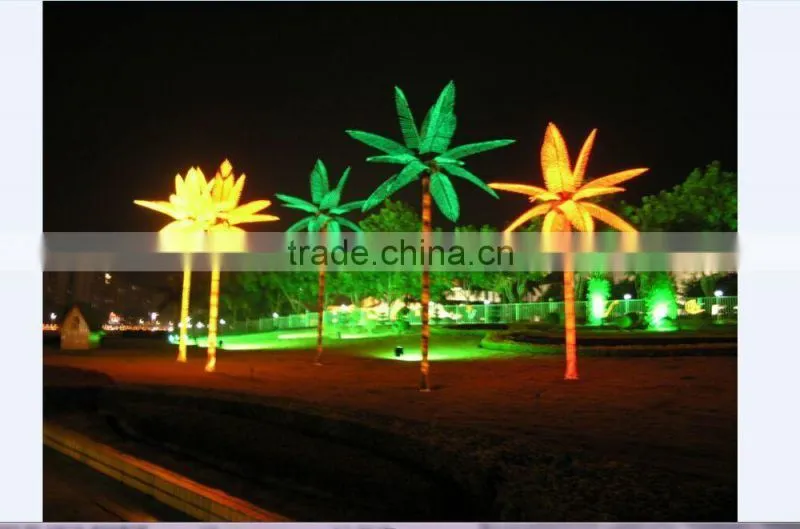 Home garden decorative 16.5ft Height outdoor artificial green flashing LED solar lighted up Date palm trees with bark EDS06 1416