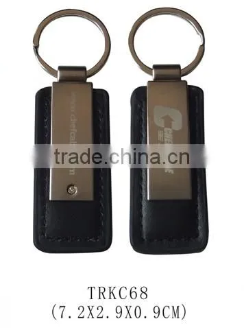 Hot sale PU leather custom logo gift metal keychain