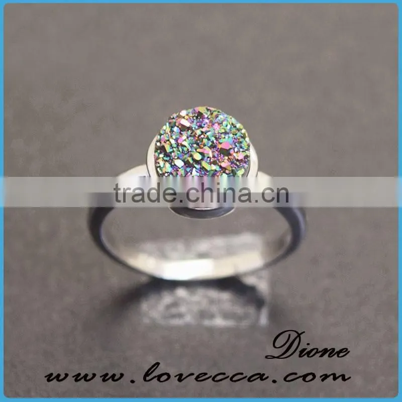 925 natural stone silver ring wholesale 8mm agate rings