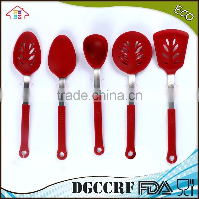 NBRSC Heat Resistant Stainless Steel Kitchen Utensil Premium Silicone Cooking Utensils scoop ladle spoon