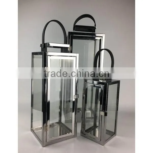 Silver mirror polished stainless steel lantern