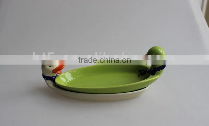 unique cute duck souvenir ceramic kid plates