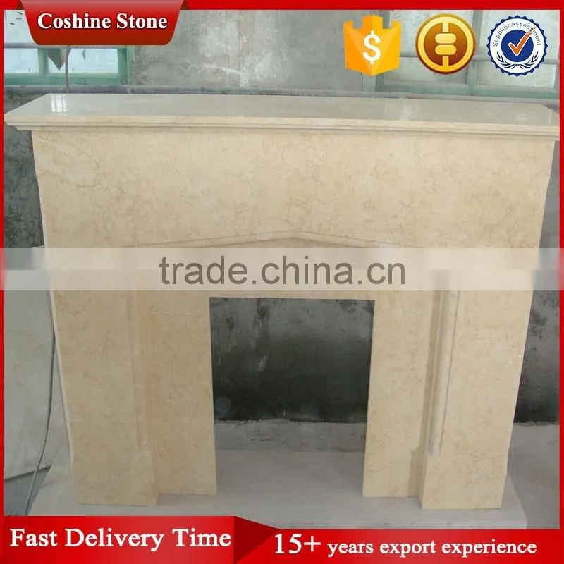 Decorative Indoor Carved Yellow Marble Fireplace Mantels