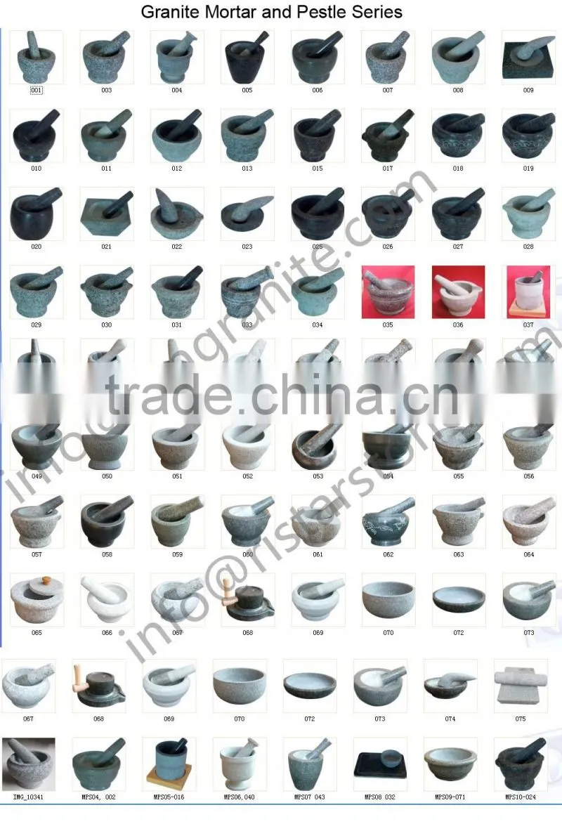 Square granite stone mortar and pestle