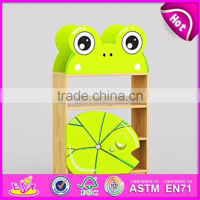 Best design kids preschool furniture cartoon train shape wooden storage shelves W08C200