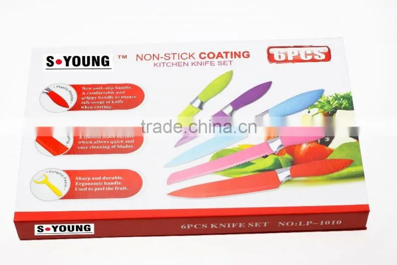 52002 6pcs non-stick knife with pphandle