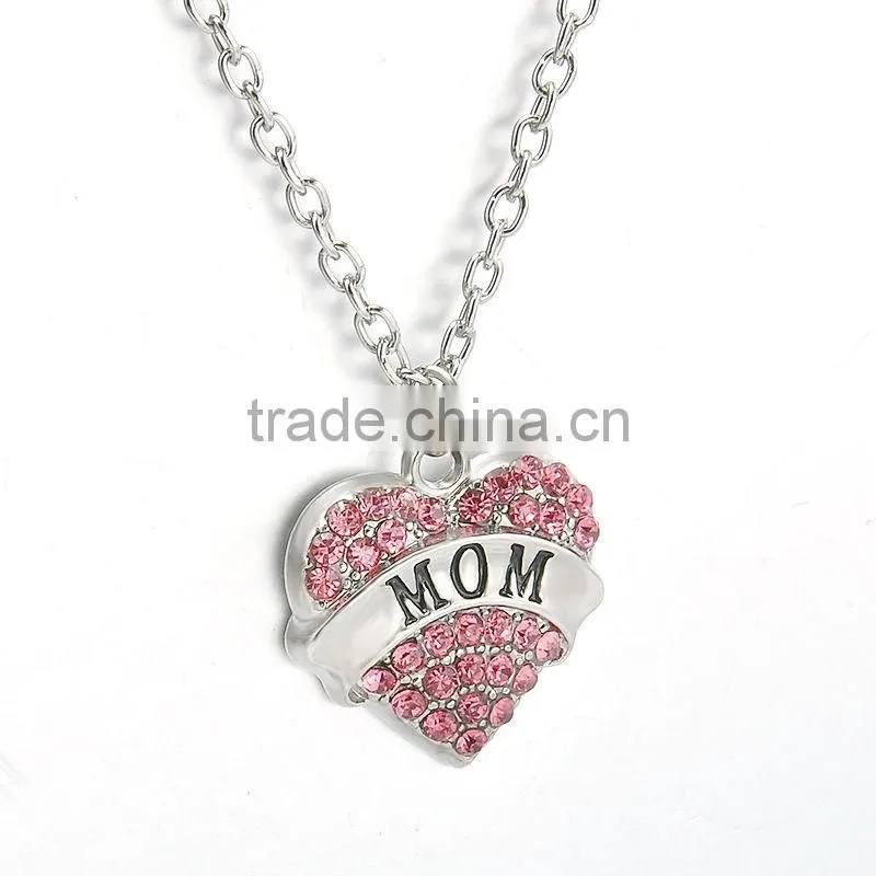 2016 cheap Hot Crystal Love Heart Pendent Necklace Fashion Family Xmas Gifts Jewelry