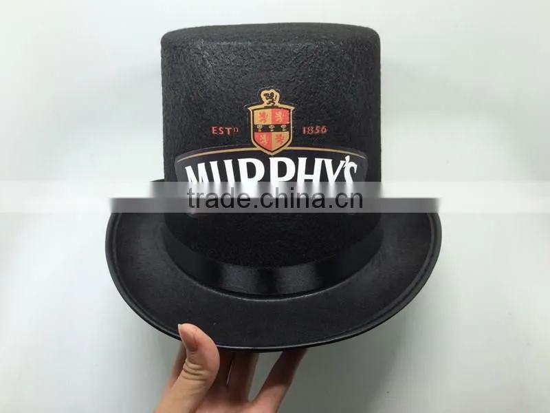 Custom black round top hat and magic cap with printing