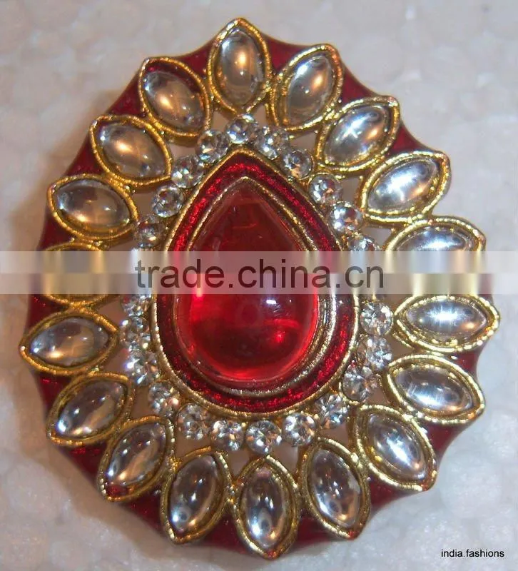 Gold TONE COCKTAIL FASHION kundan lampwork FINGER Ring