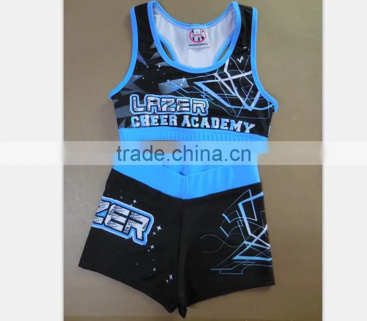 Cheap Girls Cheerleader Uniforms, Comfortable Lycra Compression Cheerleading Bras and Shorts