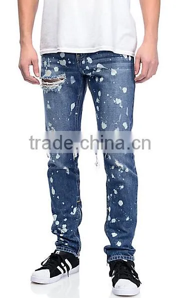 New style skinny fit denim jeans pent men's ripped distressing custom made jeans pants