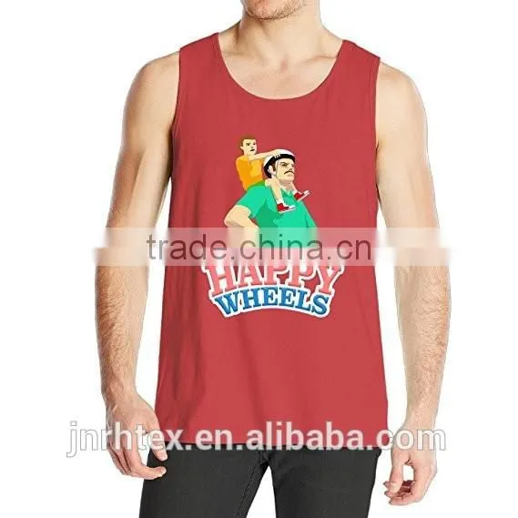Custom mens printed cotton silk tank top