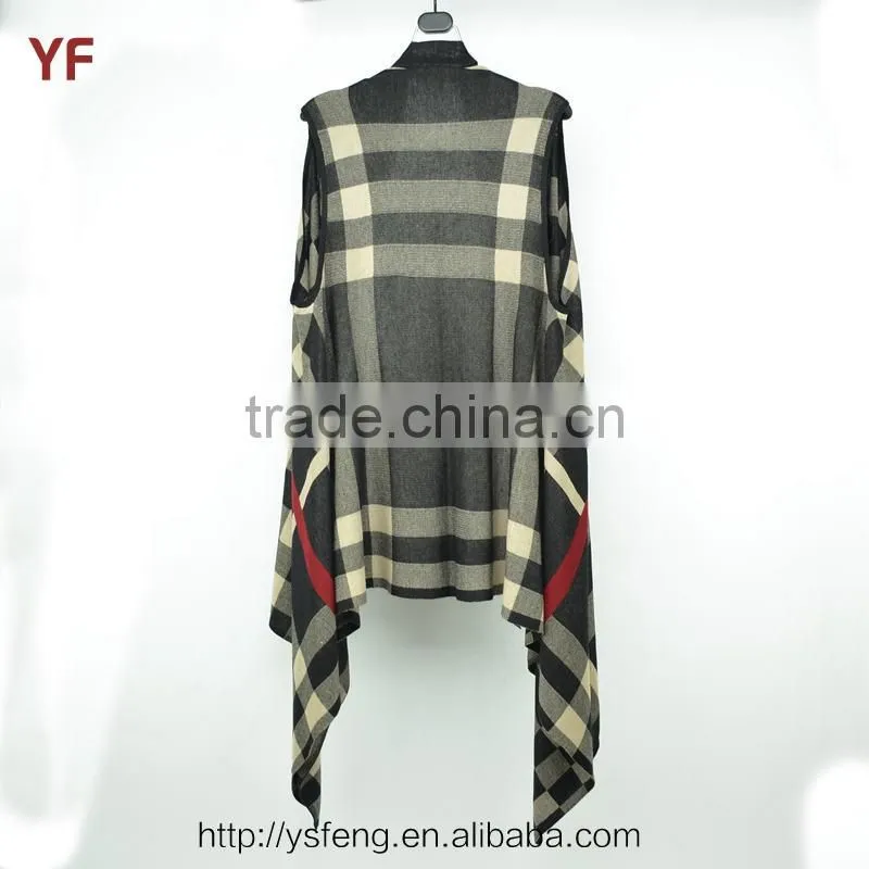 Women Plaid Winter Coats Mexican Poncho