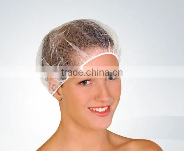 Light&soft wear disposable nylon mesh net caps with elastic or sweatband