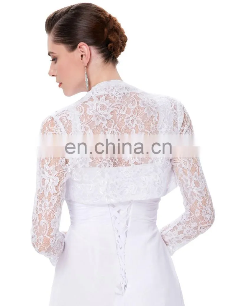 Belle Poque Womens Long Sleeve Cropped Black Lace Shrug Bolero BP000339-1