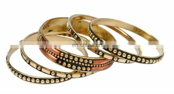 Beautiful Studded Brass Bangle Set