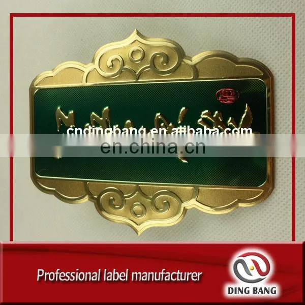 Wholesale High Quality Professional Sliver Plated Europe Brand Embossed Metal Aluminum Custom Wine Label