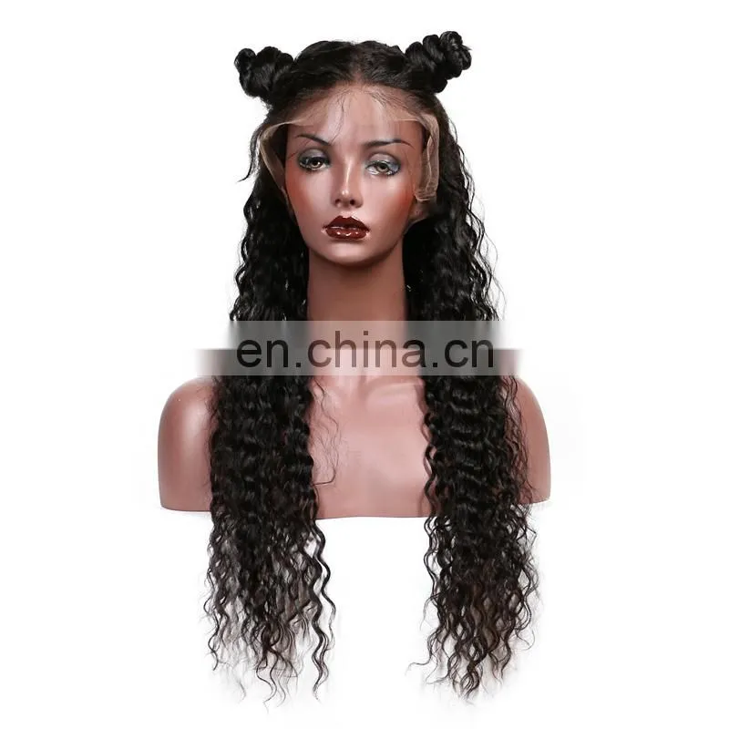 Brazilian human hair preplucked curly wave lace front wig