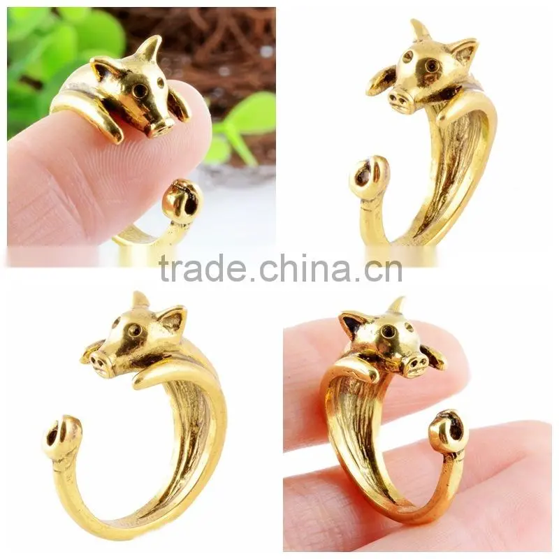 Fashion ladies gold finger ring animal design fashion ring