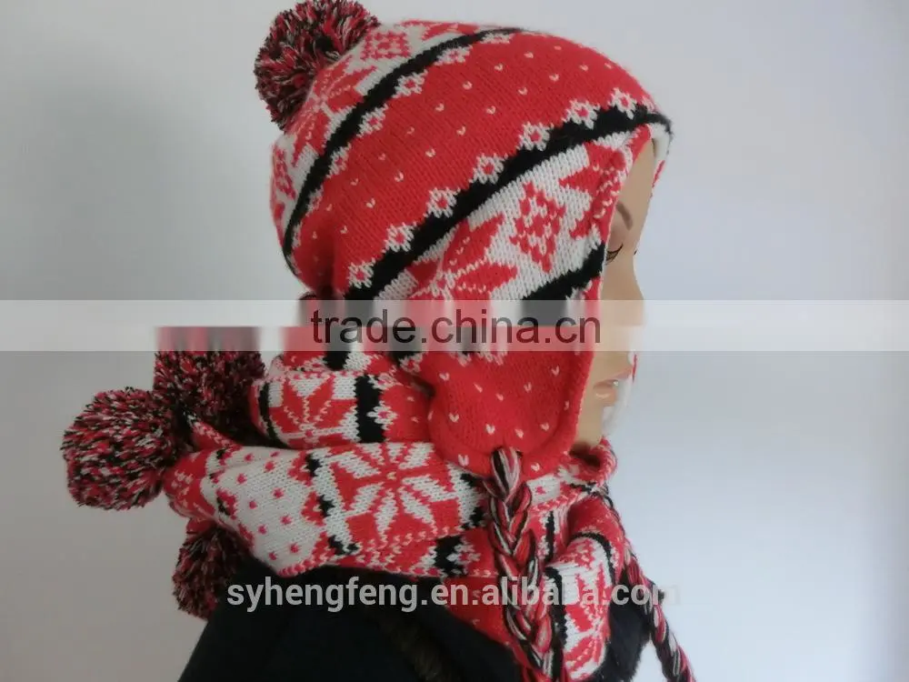 2015 women fashion Two-pieces knitted hat and scarf