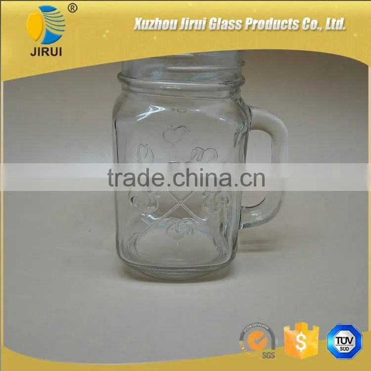 480ml Square Shape Chicken Design Clear Glass Maon Jar