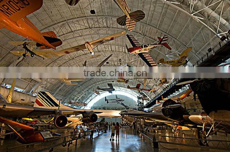 High security prefab steel space frame airplane hangar